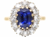 18ct Gold, Sapphire & Diamond Oval Cluster Ring