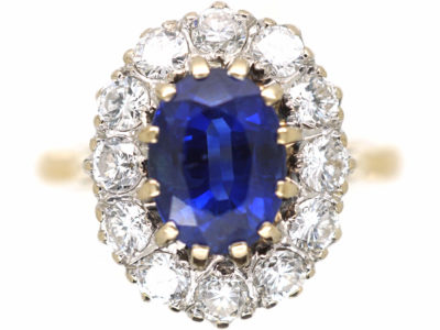 18ct Gold, Sapphire & Diamond Oval Cluster Ring