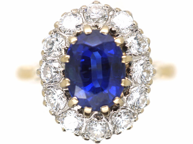 18ct Gold, Sapphire & Diamond Oval Cluster Ring