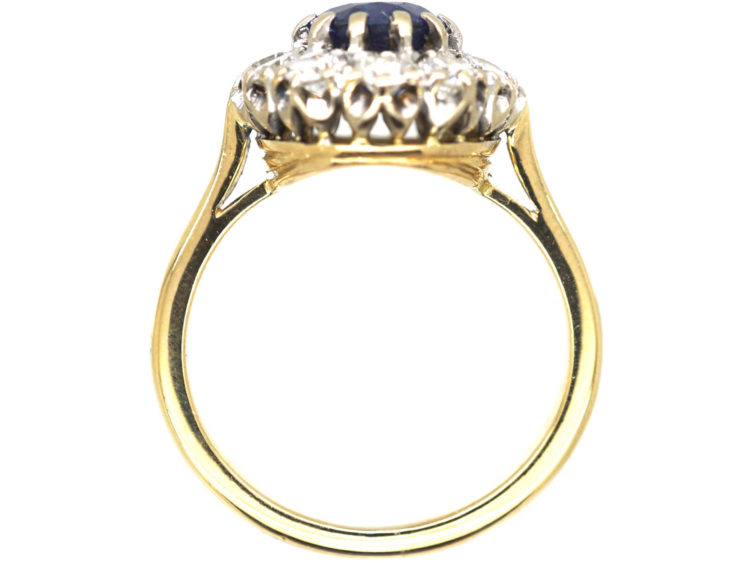 18ct Gold, Sapphire & Diamond Oval Cluster Ring