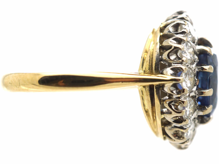 18ct Gold, Sapphire & Diamond Oval Cluster Ring