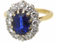 18ct Gold, Sapphire & Diamond Oval Cluster Ring