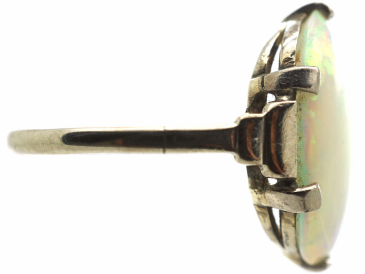 Art Deco 18ct White Gold & Opal Ring