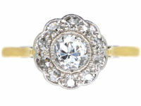 Edwardian 18ct Gold & Platinum, Diamond Daisy Cluster Ring