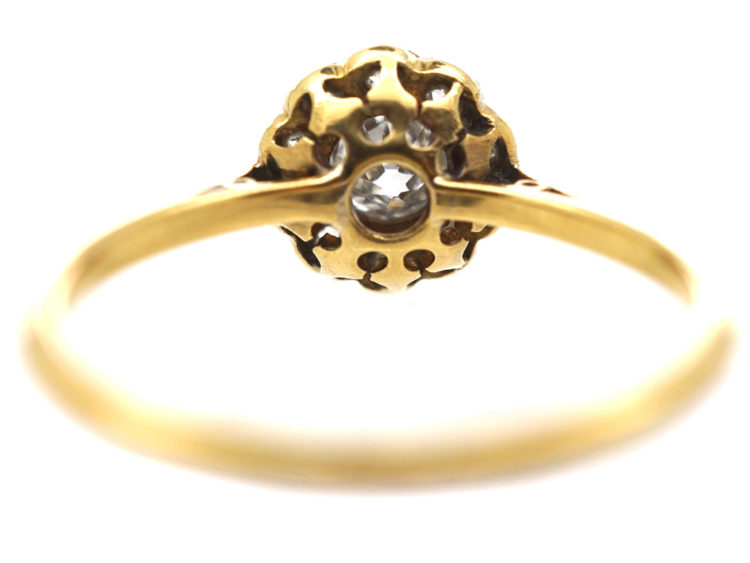 Edwardian 18ct Gold & Platinum, Diamond Daisy Cluster Ring