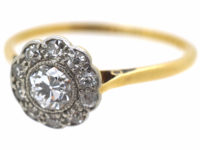 Edwardian 18ct Gold & Platinum, Diamond Daisy Cluster Ring