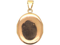 French 18ct Gold, Blue Enamel & Rose Diamond Oval Locket with the Letter S