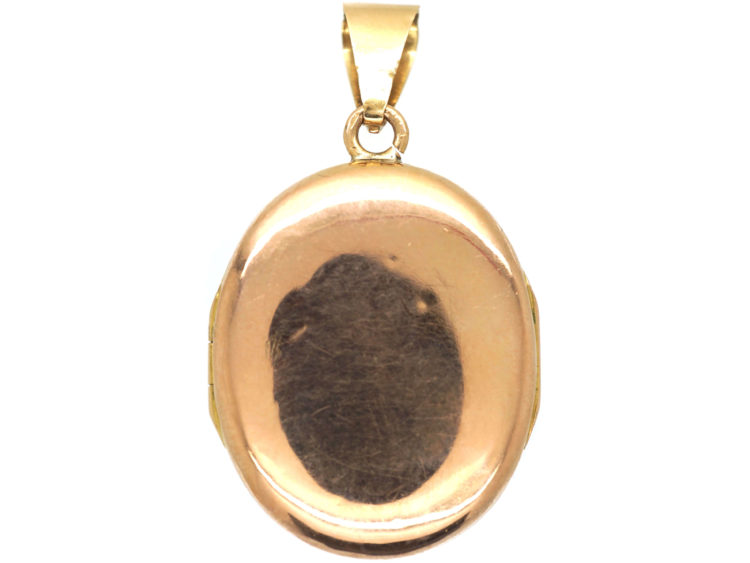 French 18ct Gold, Blue Enamel & Rose Diamond Oval Locket with the Letter S