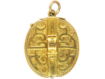 Victorian 15ct Gold Locket with Buckle Motif