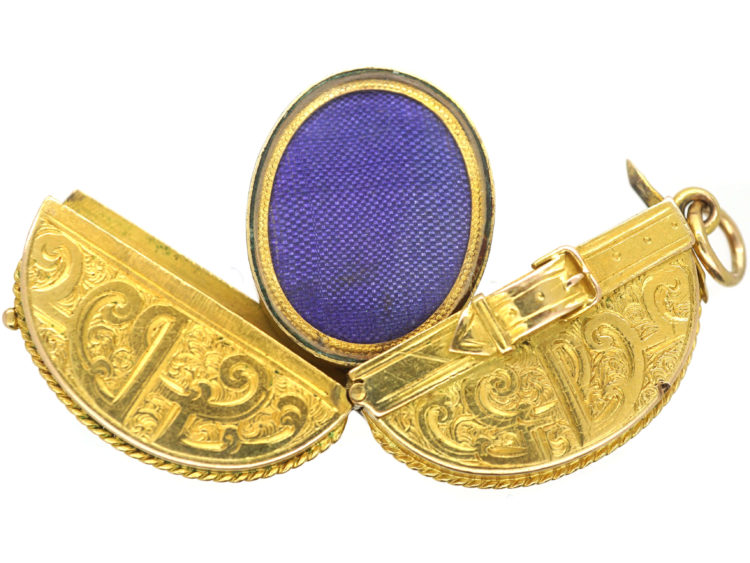 Victorian 15ct Gold Locket with Buckle Motif