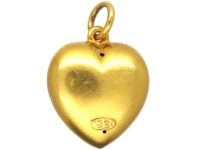 Edwardian 15ct Gold & Diamond Heart Shaped Pendant
