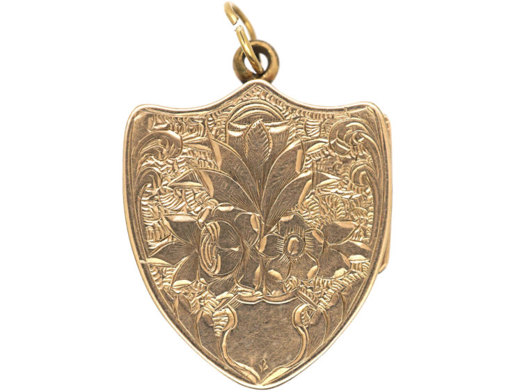 Victorian Forget Me Not Shield Shaped Locket
