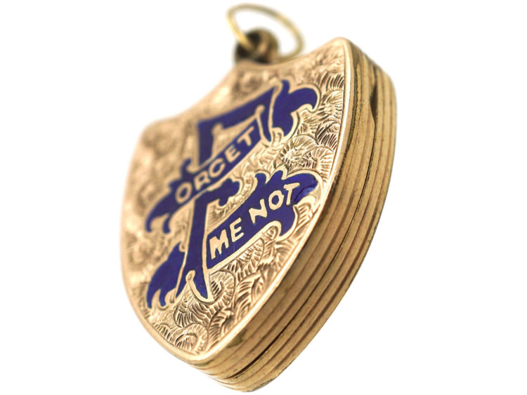 Victorian Forget Me Not Shield Shaped Locket