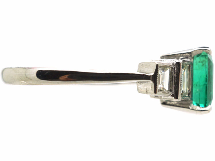 Platinum, Emerald & Diamond Five Stone Ring
