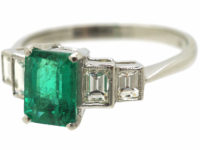 Platinum, Emerald & Diamond Five Stone Ring
