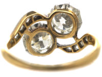 Edwardian 18ct Gold & Platinum, Two Stone Diamond Twist Ring