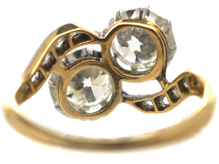 Edwardian 18ct Gold & Platinum, Two Stone Diamond Twist Ring