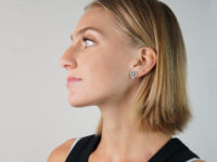 Art Deco Platinum & Rose Diamond Round Earrings with a Diamond in the Centre