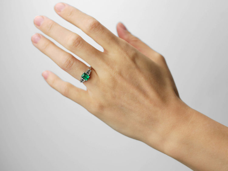 Platinum, Emerald & Diamond Five Stone Ring
