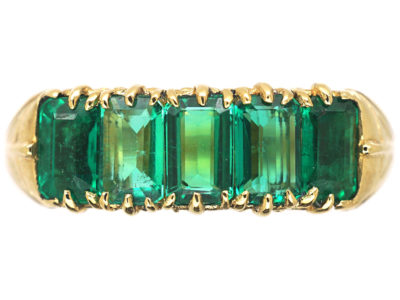 18ct Gold Five Stone Emerald Ring
