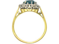 Art Deco 18ct Gold & Platinum, Zircon & Diamond Cluster Ring
