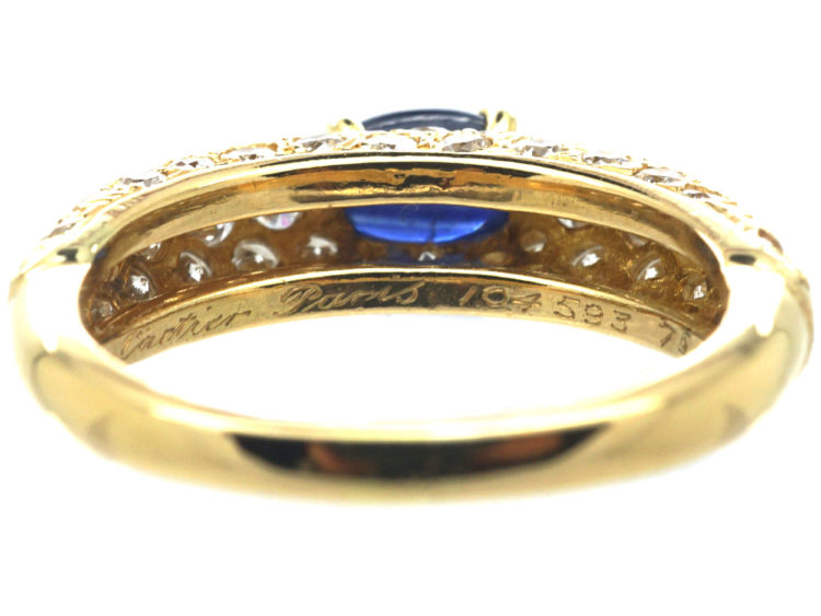 French 18ct Gold Sapphire & Diamond Ring by Cartier