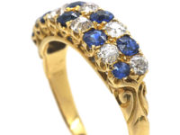 Victorian 18ct Gold, Sapphire & Diamond Chequerboard Ring