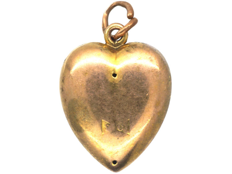 Edwardian Heart Shaped Pendant set with Natural Split Pearls & Turquoise