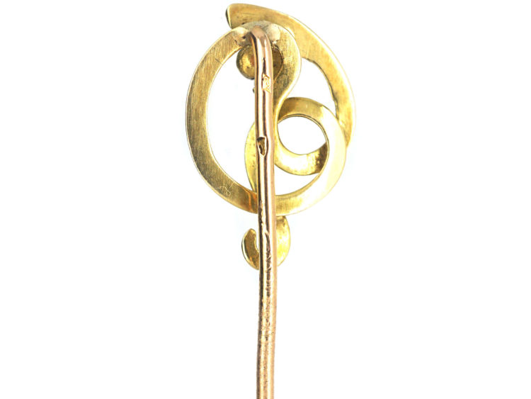 French Belle Epoque 18ct Gold Snake Tie Pin