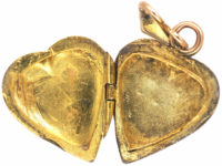 Edwardian 15ct White & Yellow Gold Heart Shaped Locket Set with Natural Split Pearls in a Grape Design