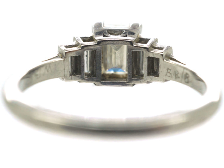 Art Deco Platinum Five Stone Baguette Diamond Ring