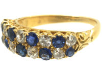 Victorian 18ct Gold, Sapphire & Diamond Chequerboard Ring
