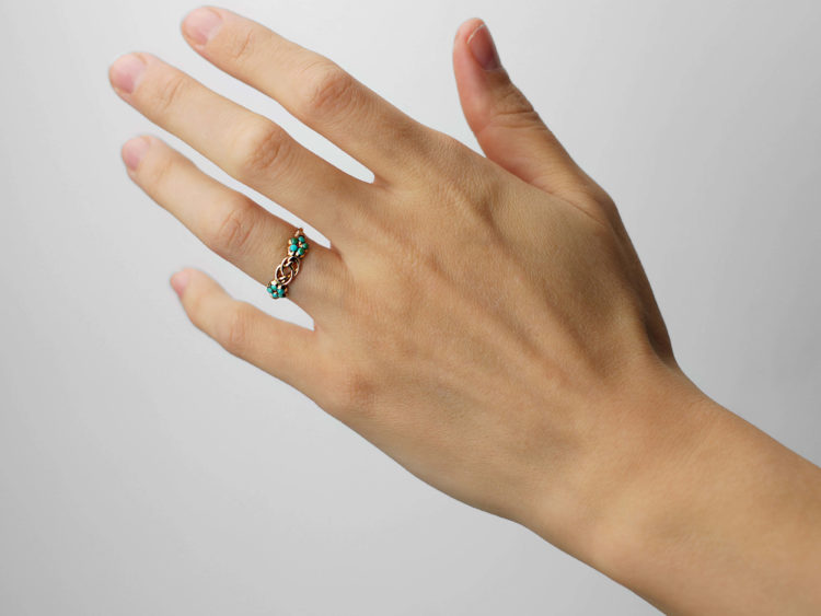 Late Georgian 15ct Gold Forget Me Not & Gold Knot Ring