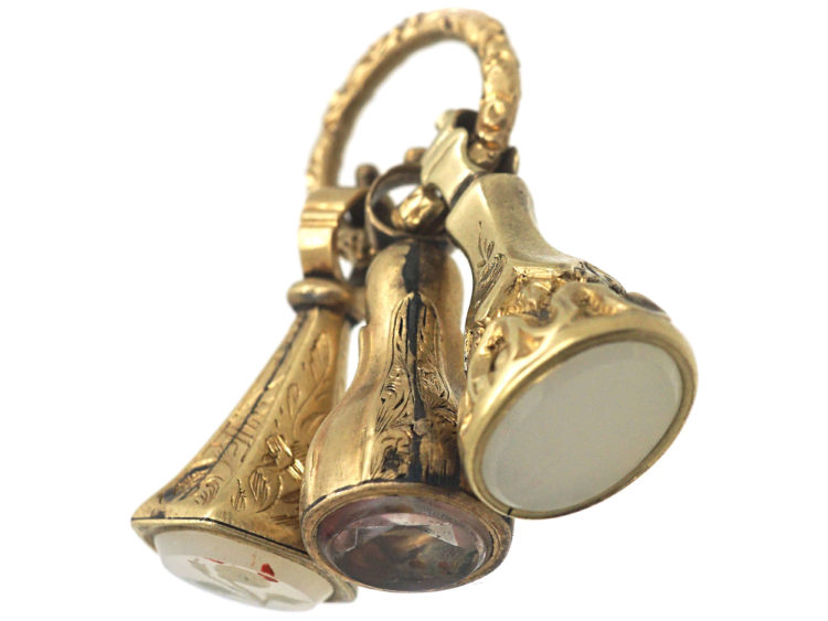 Three Victorian Gold Cased Seals on a Split Ring