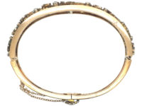 Victorian 18ct Gold & Rose Diamond Ivy Leaf Bangle