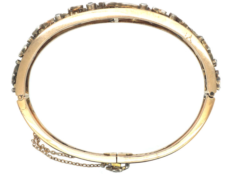 Victorian 18ct Gold & Rose Diamond Ivy Leaf Bangle