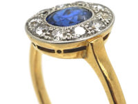 Edwardian 18ct Gold & Platinum, Sapphire & Diamond Cluster Ring