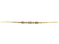 Edwardian 18ct Gold, Platinum, Rose Diamonds & Natural Pearls Bracelet