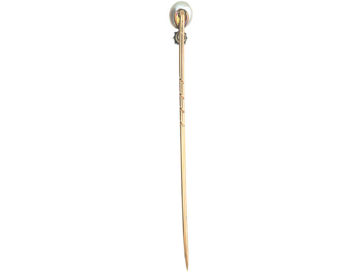 Edwardian Natural Pearl & Diamond Tie Pin