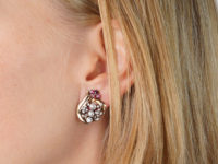 Retro 18ct White & Yellow Gold, Ruby & Diamond Clip On Earrings