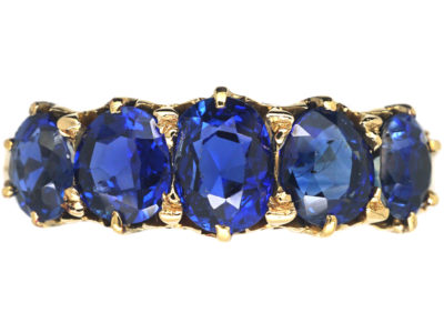 Victorian 18ct Gold Five Stone Sapphire Ring