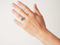Art Deco Style 18ct White Gold, Emerald & Diamond Ring