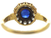 Edwardian 18ct Gold, Sapphire & Diamond Cluster Ring