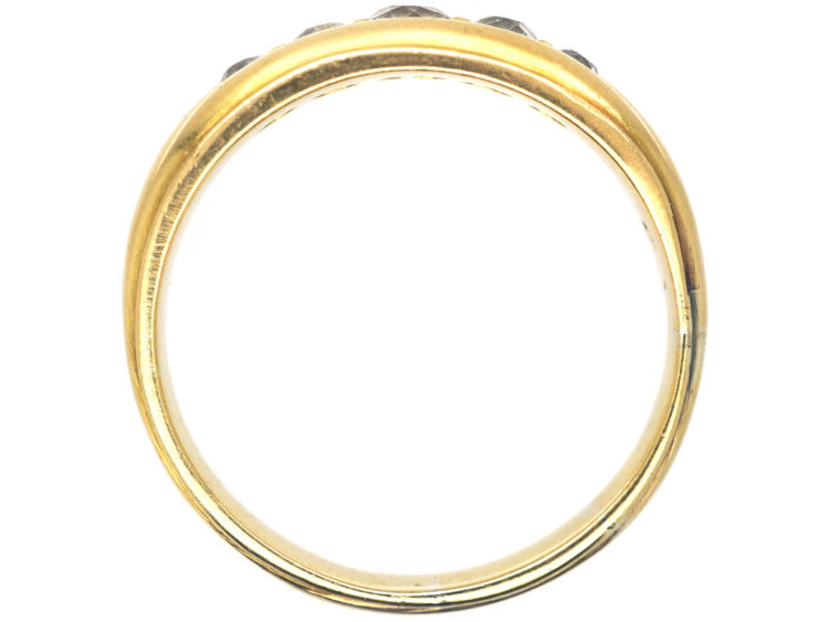Victorian 18ct Gold Boat Shaped Five Stone Diamond Ring