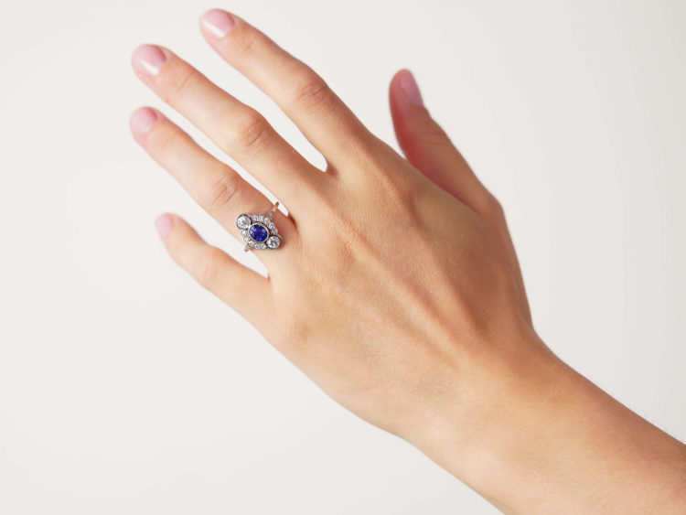 Art Deco Platinum, Sapphire & Diamond Ring