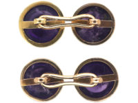 Art Deco 15ct Gold & Cabochon Amethyst Cufflinks