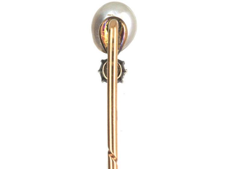 Edwardian Natural Pearl & Diamond Tie Pin