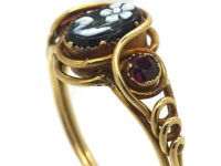 Early Victorian 15ct Gold, Ruby & Onyx Pense à Moi Ring