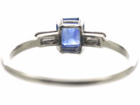 Platinum, Rectangular Sapphire & Baguette Diamond Ring