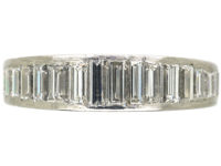 French Art Deco Platinum Baguette Diamond Half Eternity Ring